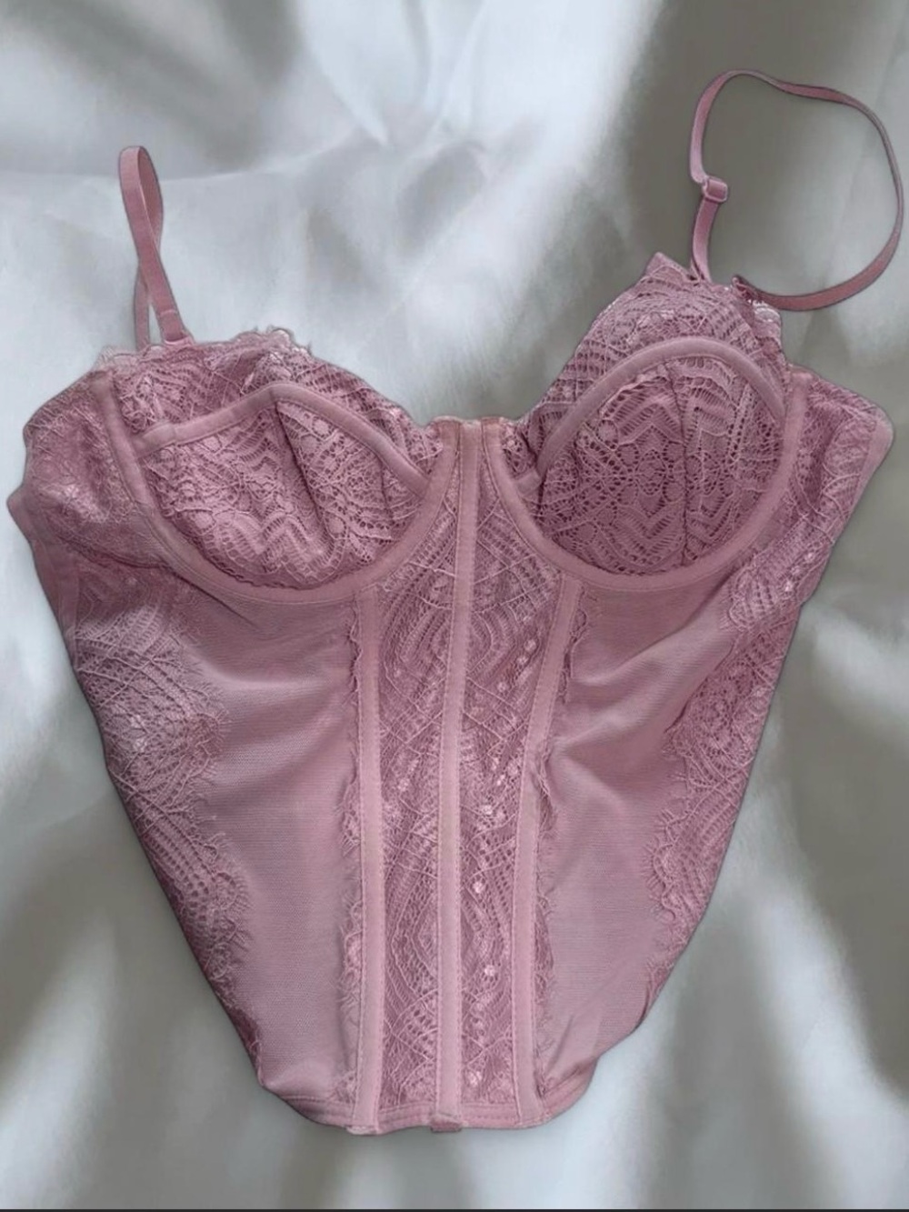 Garage Dusty Pink Lace Bustier Bodysuit